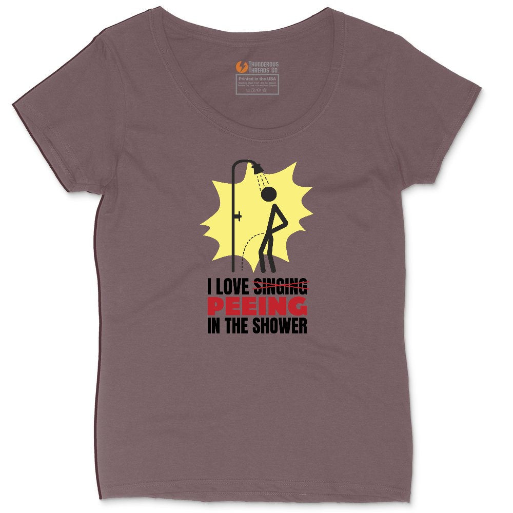 I Love Peeing in the Shower Ladies Curvy Tee - Sangria Blackout