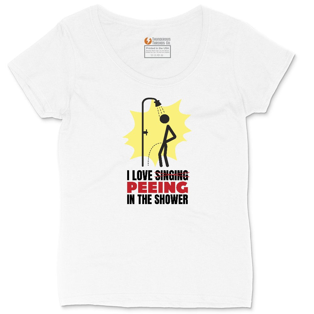 I Love Peeing in the Shower Ladies Curvy Tee - White