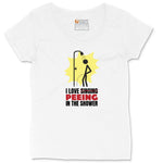 I Love Peeing in the Shower Ladies Curvy Tee - White