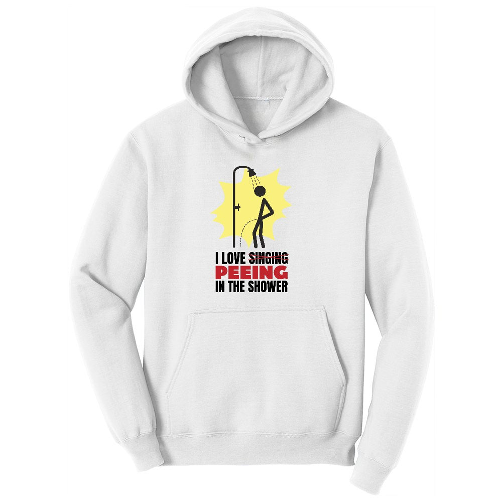 I Love Peeing in the Shower Ladies Hoodie - White