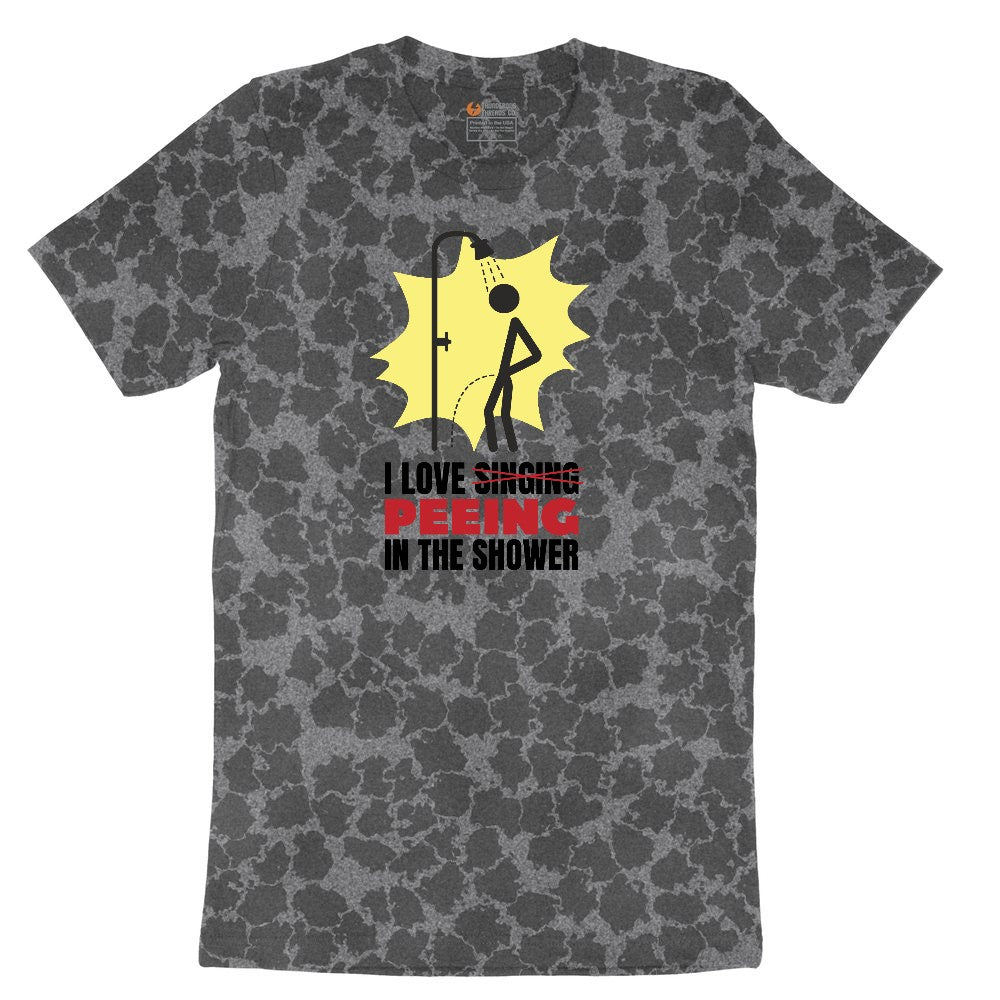 I Love Peeing in the Shower Ladies Short Sleeve Tee - Black Leopard