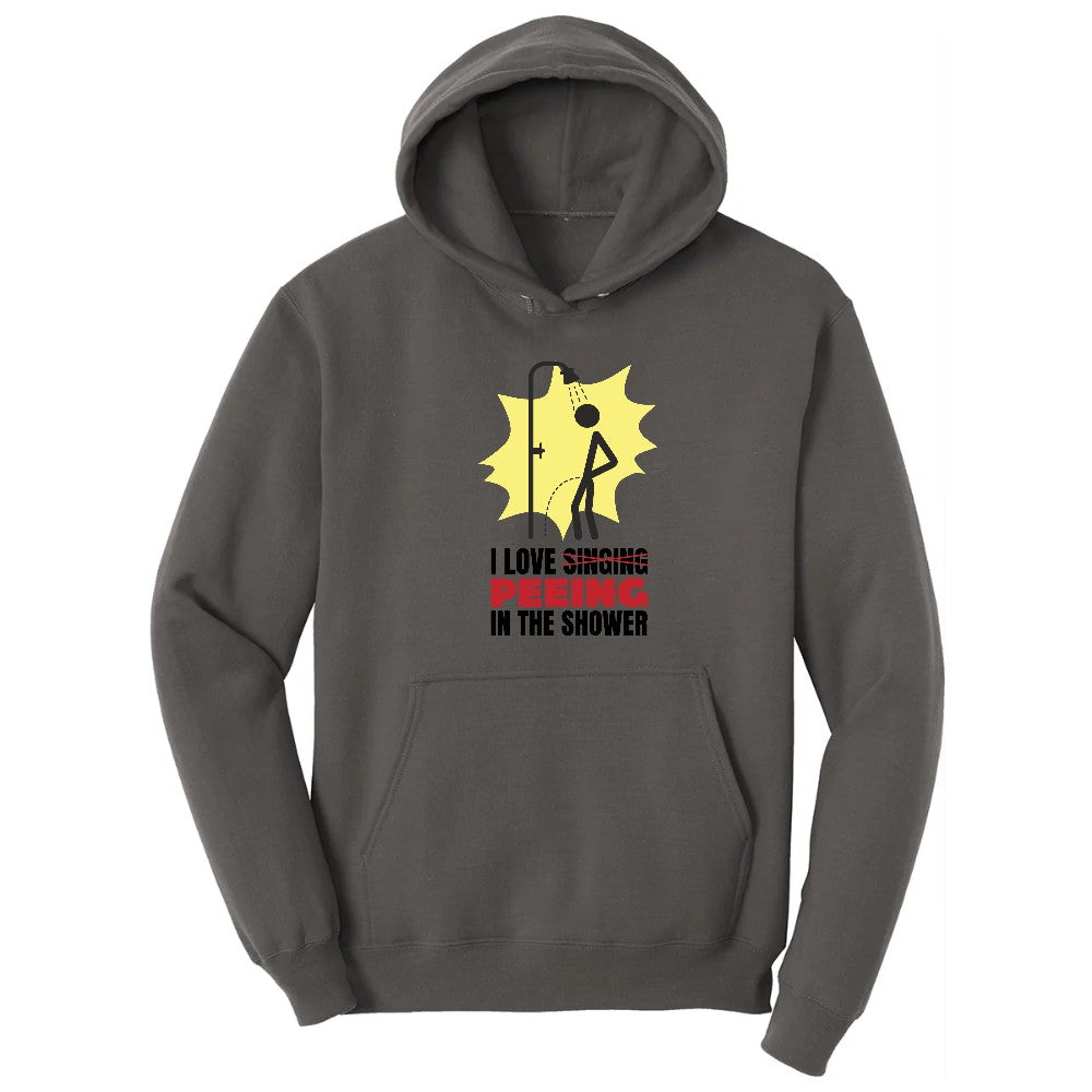 I Love Peeing in the Shower - Mens & Ladies T-Shirt Hoodie - Charcoal