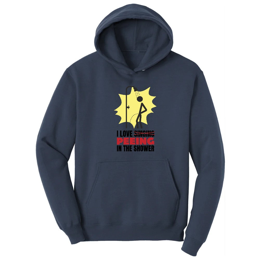 I Love Peeing in the Shower - Mens & Ladies T-Shirt Hoodie - Navy