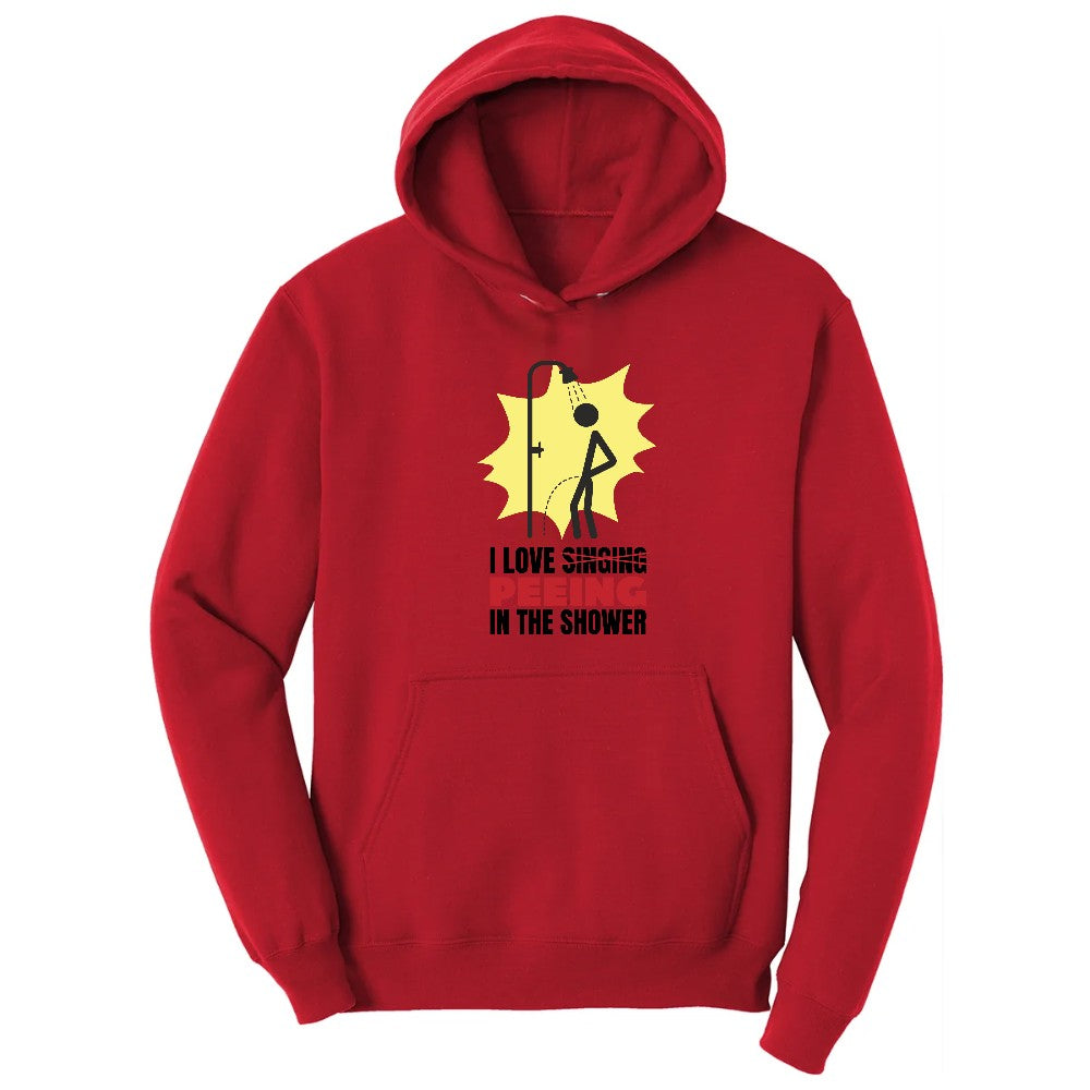 I Love Peeing in the Shower - Mens & Ladies T-Shirt Hoodie - Red
