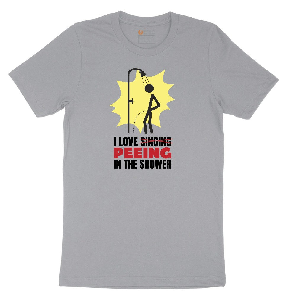 I Love Peeing in the Shower - Mens & Ladies T-Shirt Short Sleeve Tee - Athletic Heather Grey