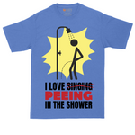 I Love Peeing in the Shower tall t-shirt for men in Heather Royal