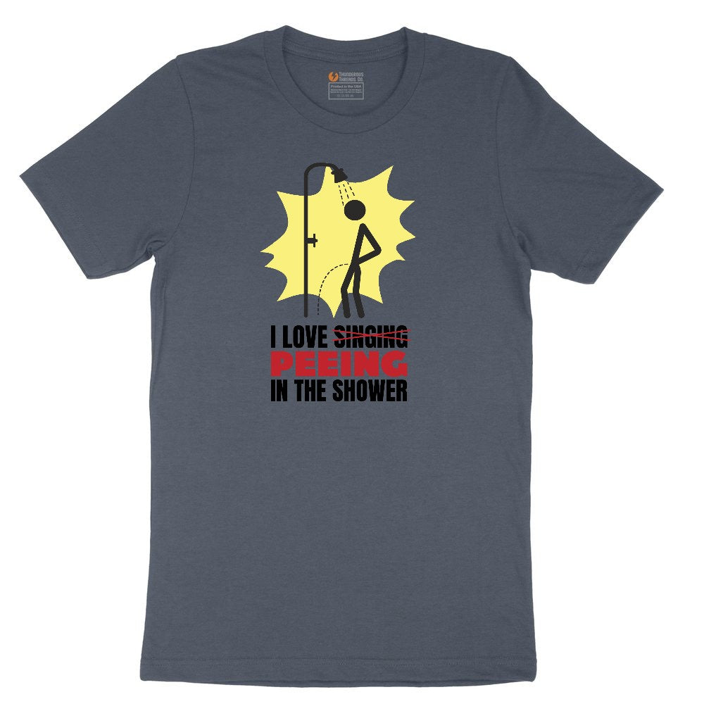 I Love Peeing in the Shower Toddler Short Sleeve Tee - Heather Navy