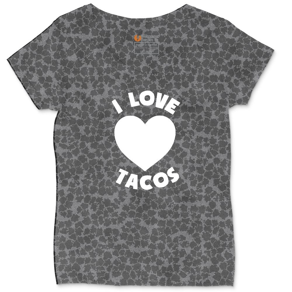 I Love Tacos Ladies Curvy Tee - Black Leopard