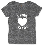 I Love Tacos Ladies Curvy Tee - Black Leopard