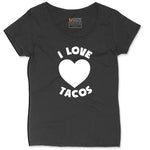 I Love Tacos Ladies Curvy Tee - Black
