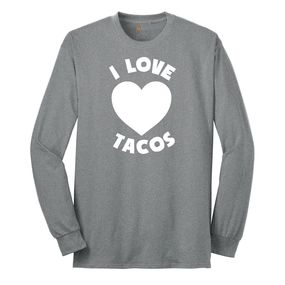 I Love Tacos Long Sleeve Tee - Athletic Grey