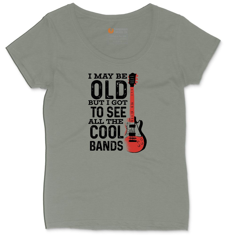 I May Be Old But I Got to See All of the Cool Bands Version 1 Ladies Curvy Tee - Bamboo Blackout