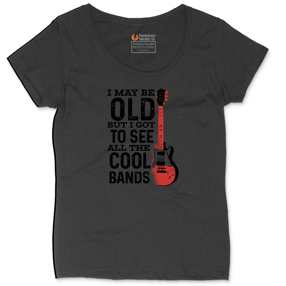 I May Be Old But I Got to See All of the Cool Bands Version 1 Ladies Curvy Tee - Black