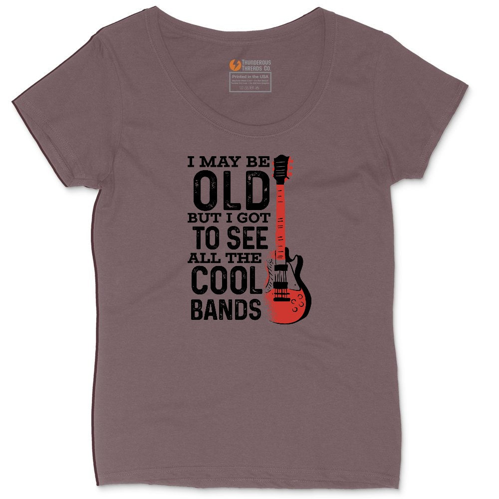 I May Be Old But I Got to See All of the Cool Bands Version 1 Ladies Curvy Tee - Sangria Blackout