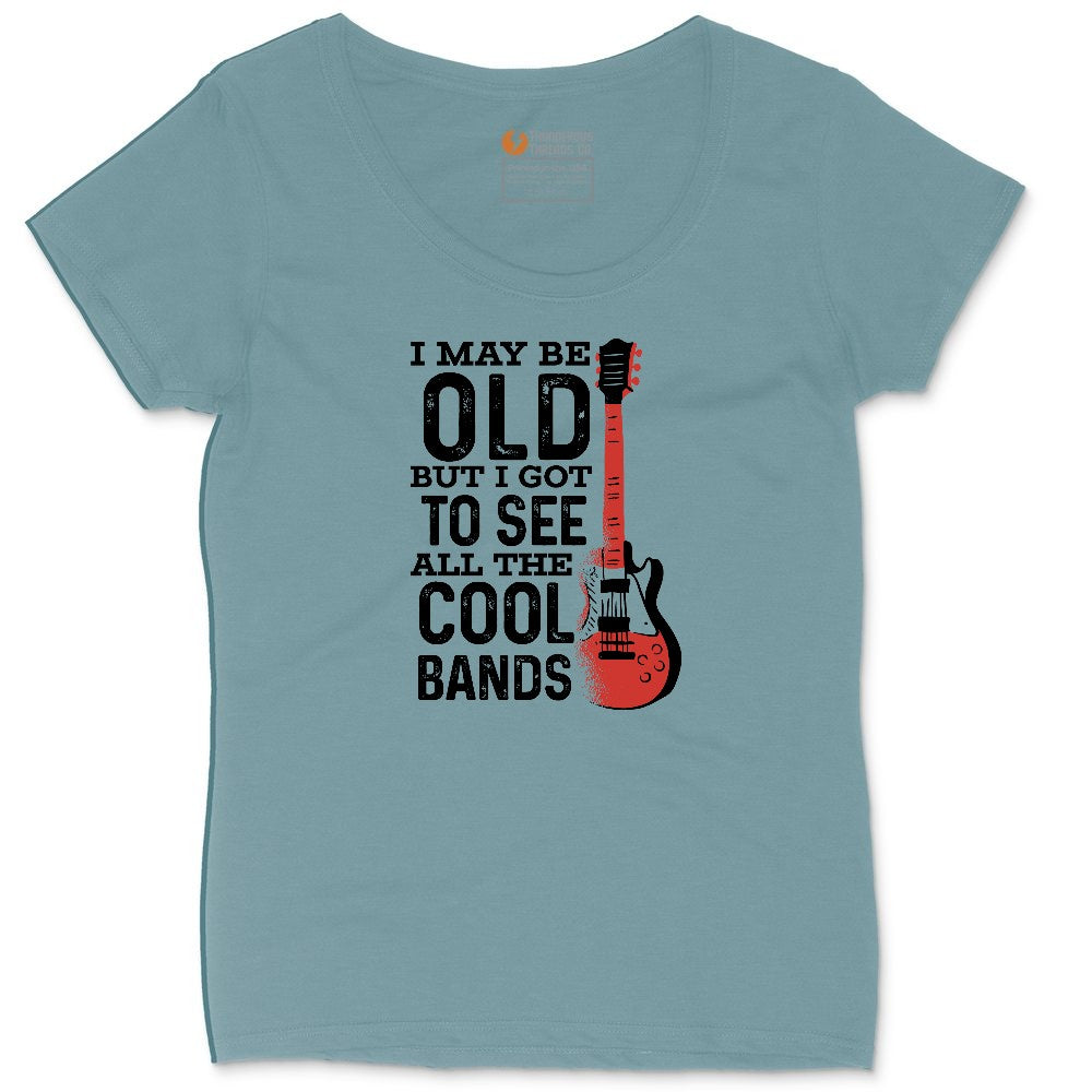 I May Be Old But I Got to See All of the Cool Bands Version 1 Ladies Curvy Tee - Surf Blackout