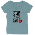 I May Be Old But I Got to See All of the Cool Bands Version 1 Ladies Curvy Tee - Surf Blackout