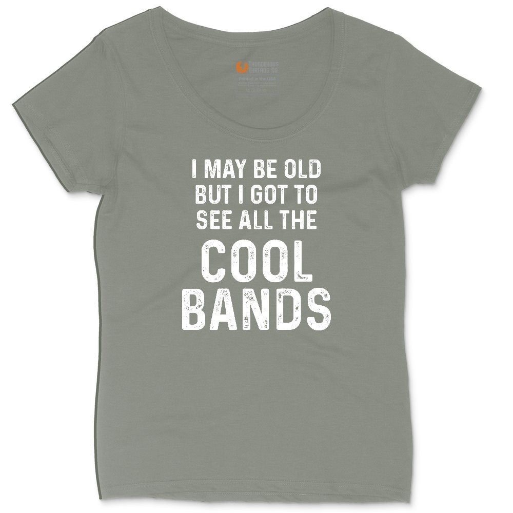 I May Be Old But I Got to See All The Cool Bands Ladies Curvy Tee - Bamboo Blackout