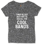 I May Be Old But I Got to See All The Cool Bands Ladies Curvy Tee - Black Leopard