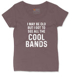 I May Be Old But I Got to See All The Cool Bands Ladies Curvy Tee - Sangria Blackout