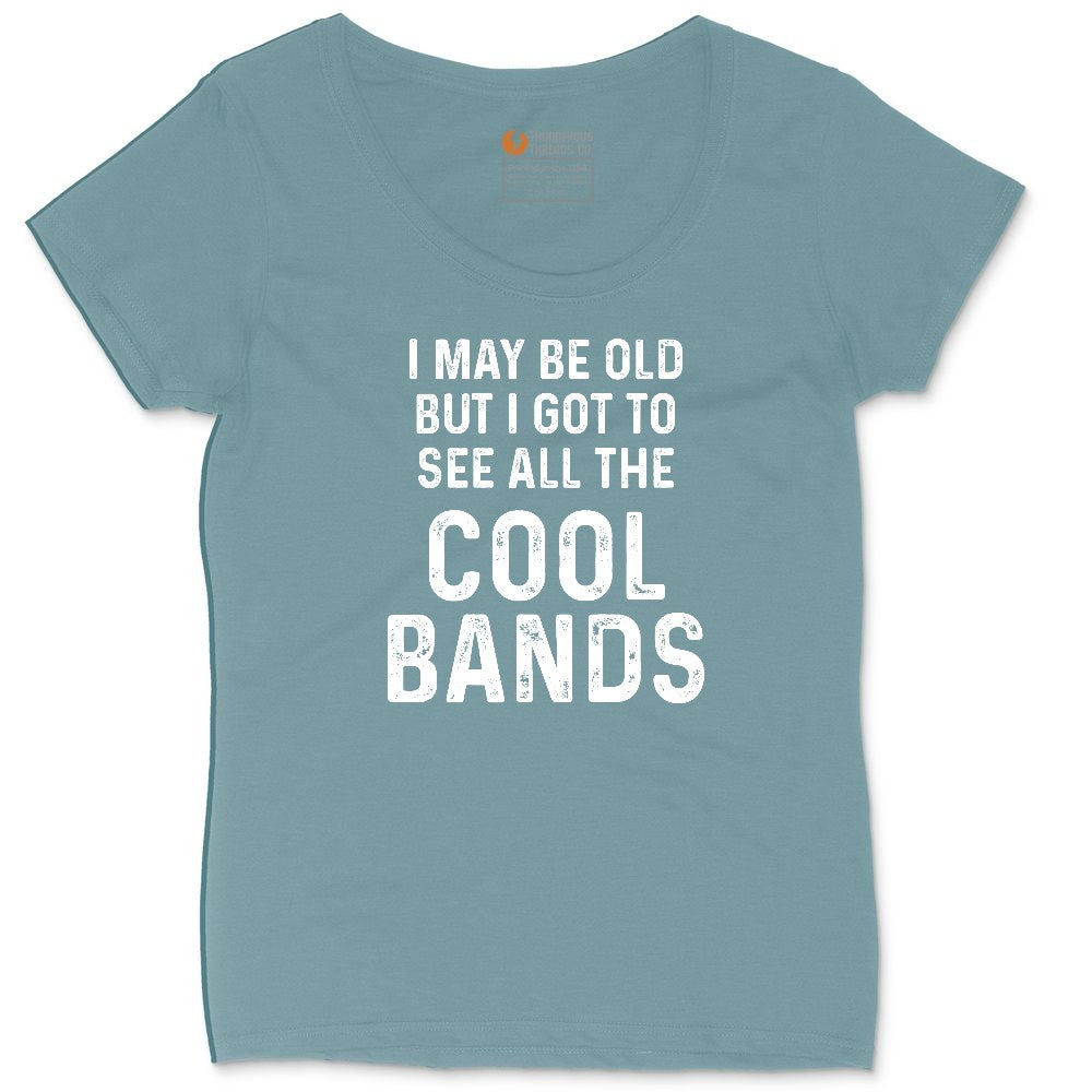 I May Be Old But I Got to See All The Cool Bands Ladies Curvy Tee - Surf Blackout