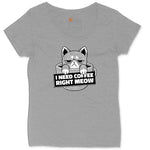 I Need Coffee Right Meow Cat Design Ladies Curvy Tee - Granite Heather