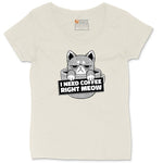I Need Coffee Right Meow Cat Design Ladies Curvy Tee - Natural Heather