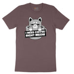 I Need Coffee Right Meow Cat Design Ladies Short Sleeve Tee - Sangria Blackout