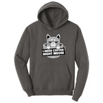 I Need Coffee Right Meow Cat Design Hoodie - Charcoal