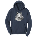 I Need Coffee Right Meow Cat Design Hoodie - Navy