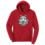 I Need Coffee Right Meow Cat Design Hoodie - Red