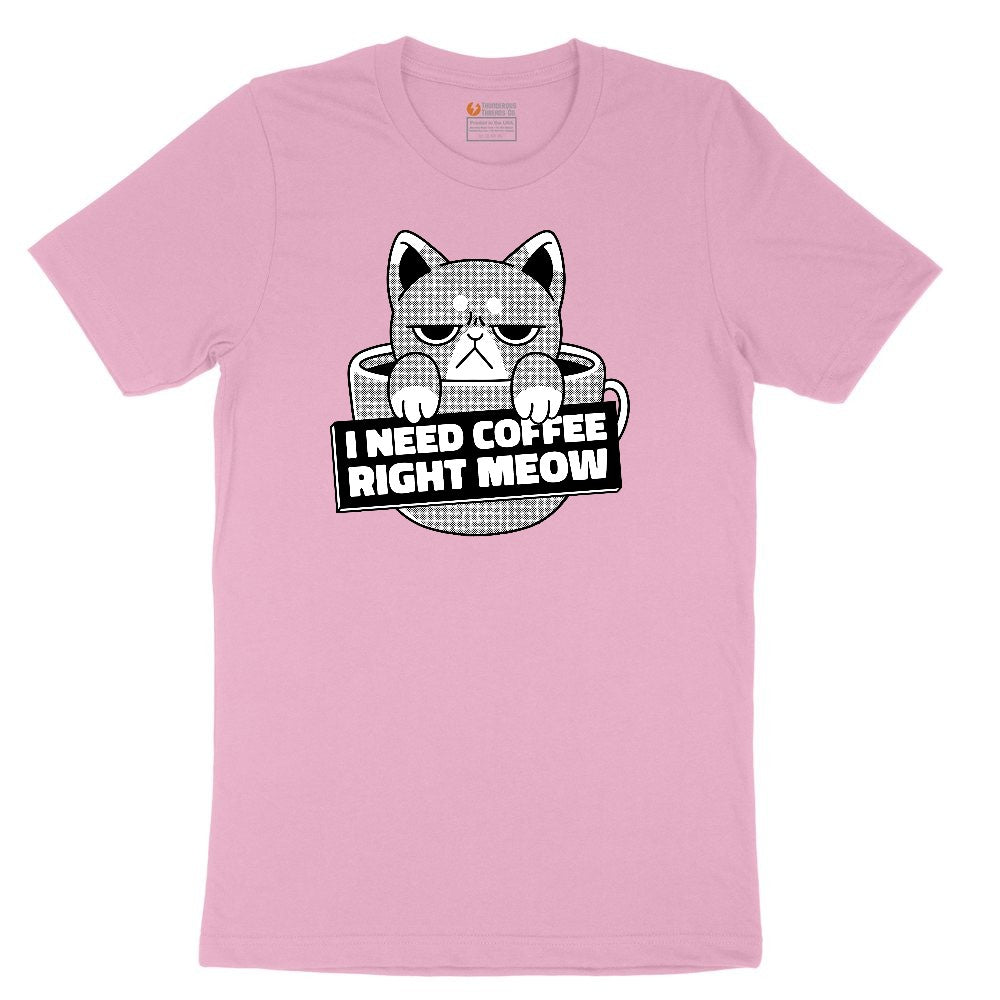 I Need Coffee Right Meow Cat Design Toddler Short Sleeve Tee - Candy Pink