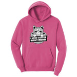 I Need Coffee Right Meow Cat Design Youth Hoodie - Sangria