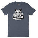 I Need Coffee Right Meow Cat Design Youth Short Sleeve Tee - Heather Navy