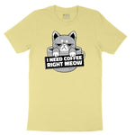 I Need Coffee Right Meow Cat Design Youth Short Sleeve Tee - Yellow