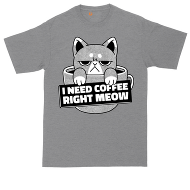 I Need Coffee Right Meow tall t-shirt for men in Heather Navy
