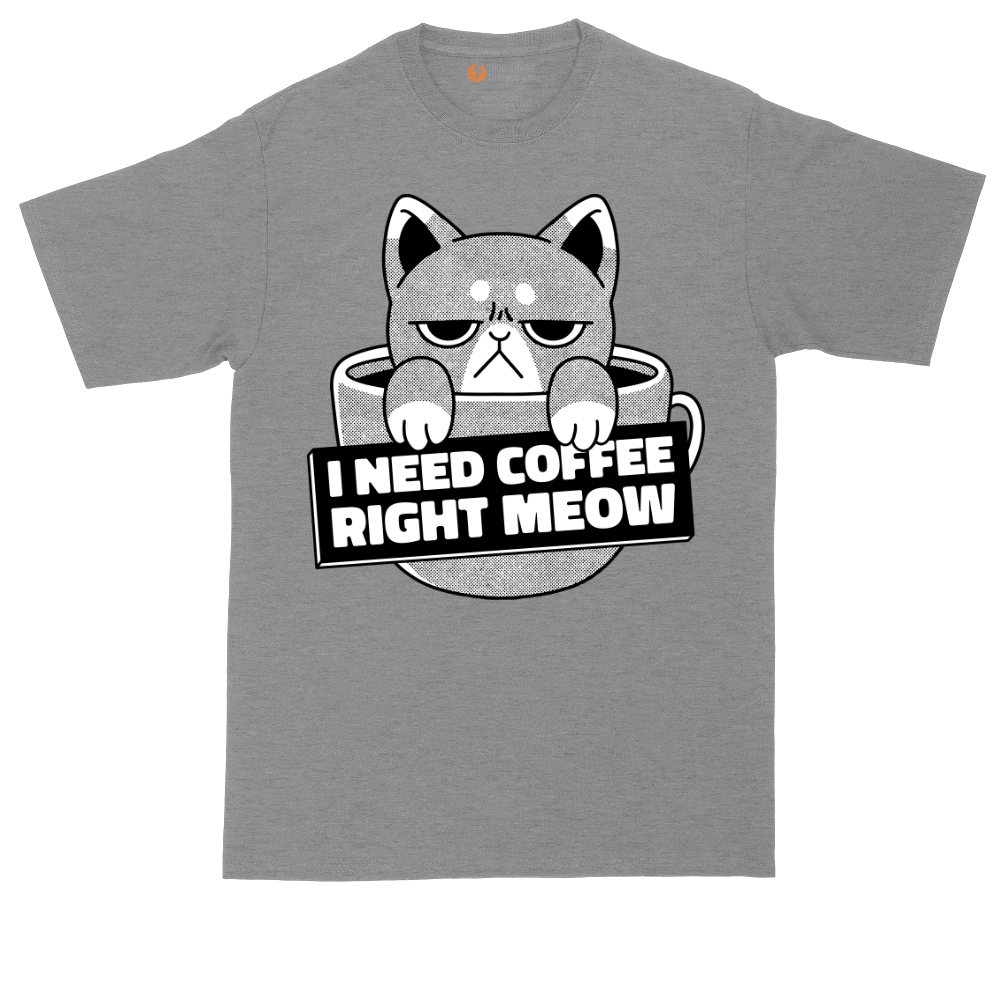 I Need Coffee Right Meow tall t-shirt for men in Athletic Heather