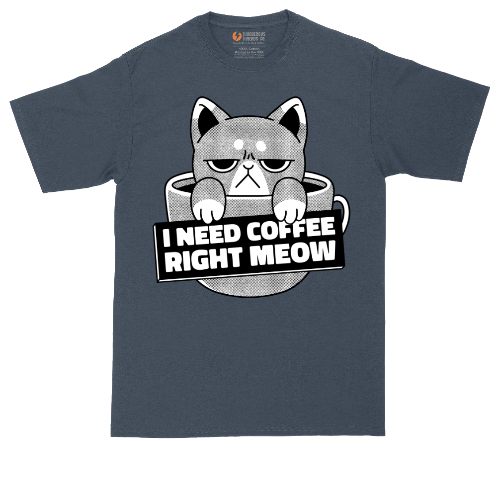 I Need Coffee Right Meow tall t-shirt for men in Heather Navy