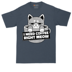 I Need Coffee Right Meow tall t-shirt for men in Heather Navy