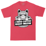 I Need Coffee Right Meow tall t-shirt for men in Heather Red