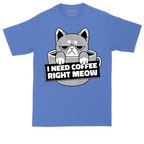 I Need Coffee Right Meow tall t-shirt for men in Heather Royal