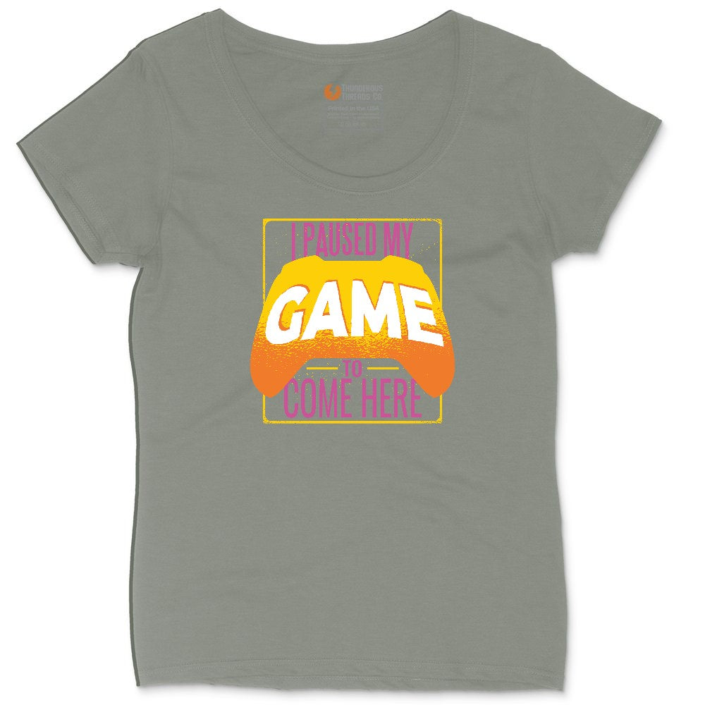 I Paused My Game to Come Here - Mens & Ladies T-Shirt Ladies Curvy Tee - Bamboo Blackout
