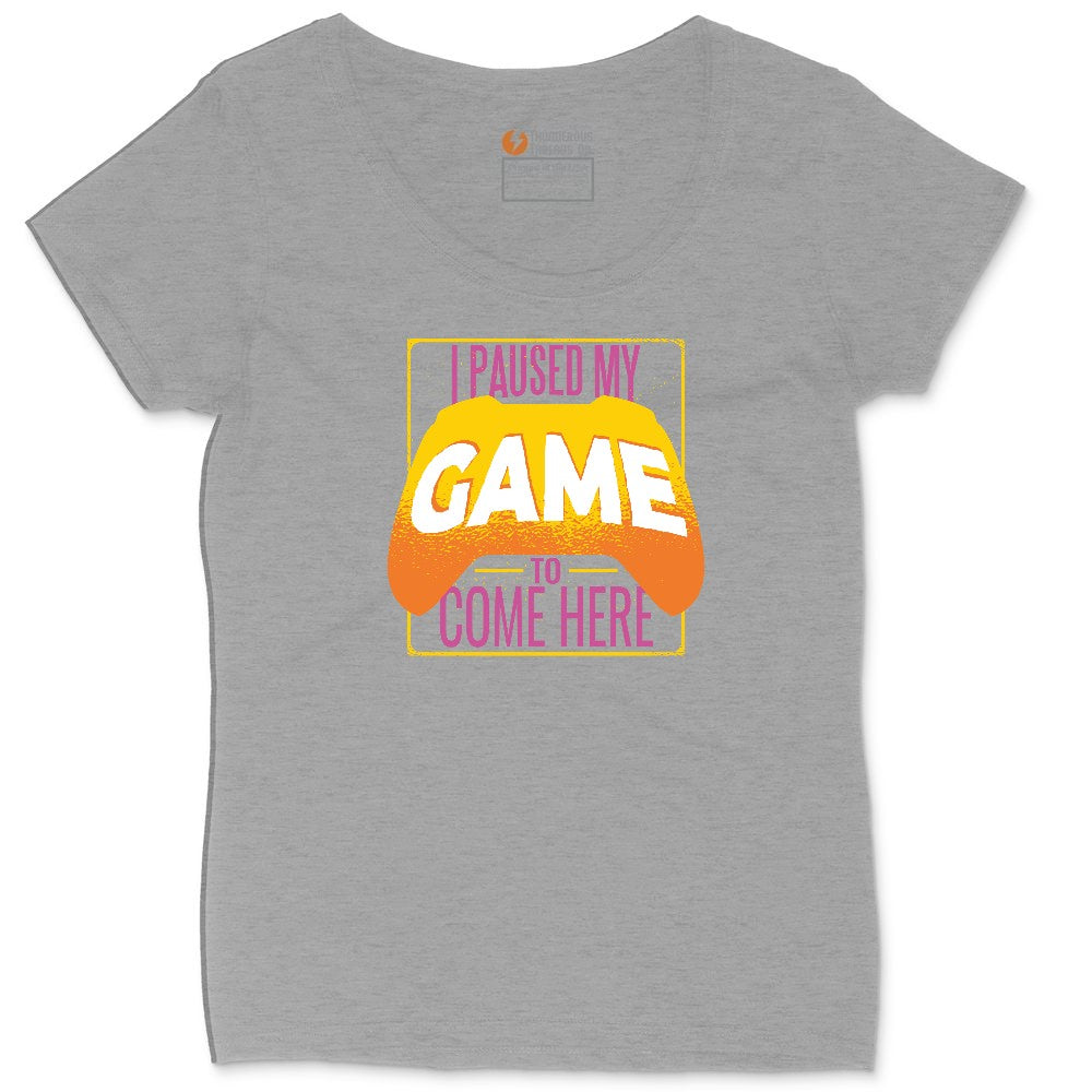 I Paused My Game to Come Here - Mens & Ladies T-Shirt Ladies Curvy Tee - Granite Heather