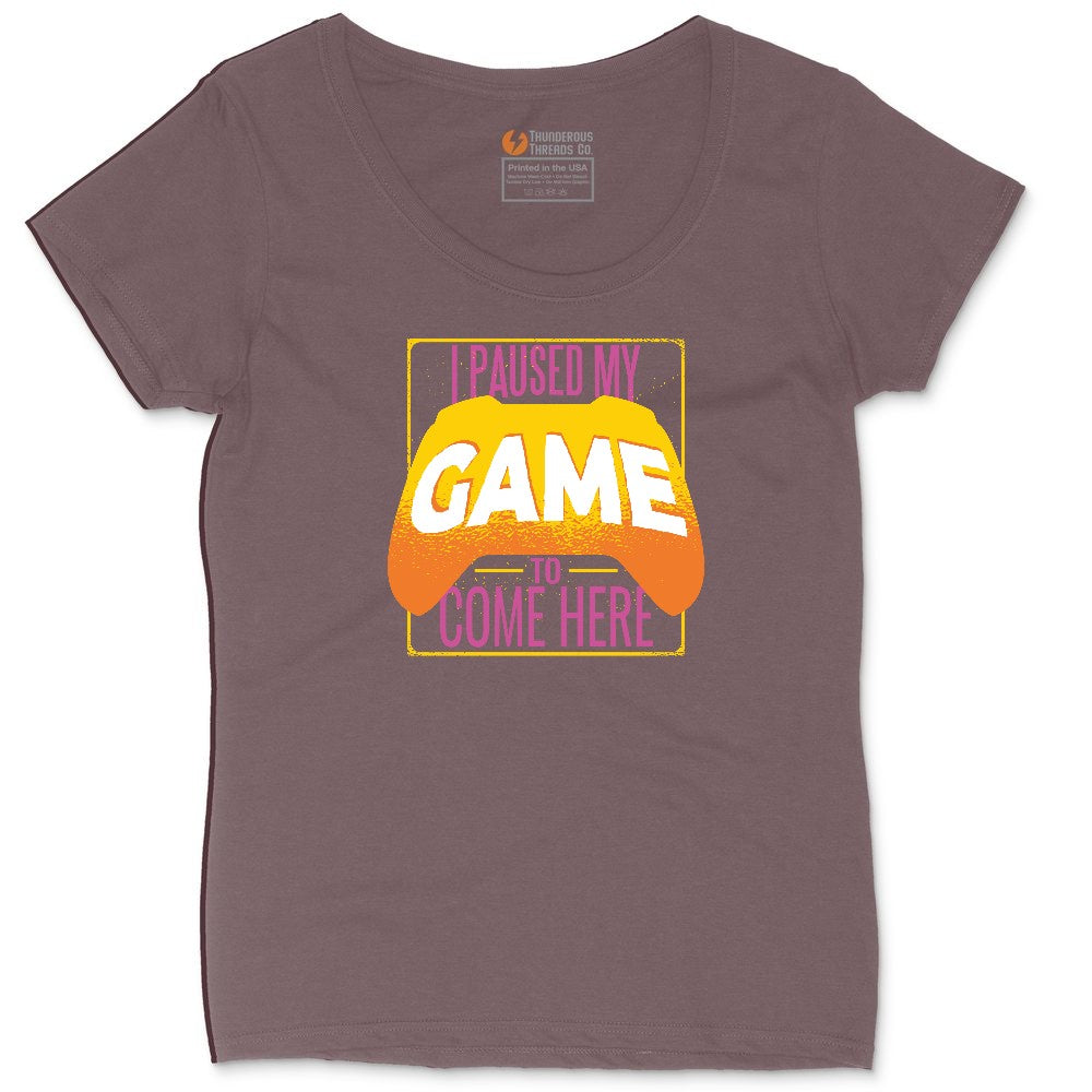 I Paused My Game to Come Here - Mens & Ladies T-Shirt Ladies Curvy Tee - Sangria Blackout