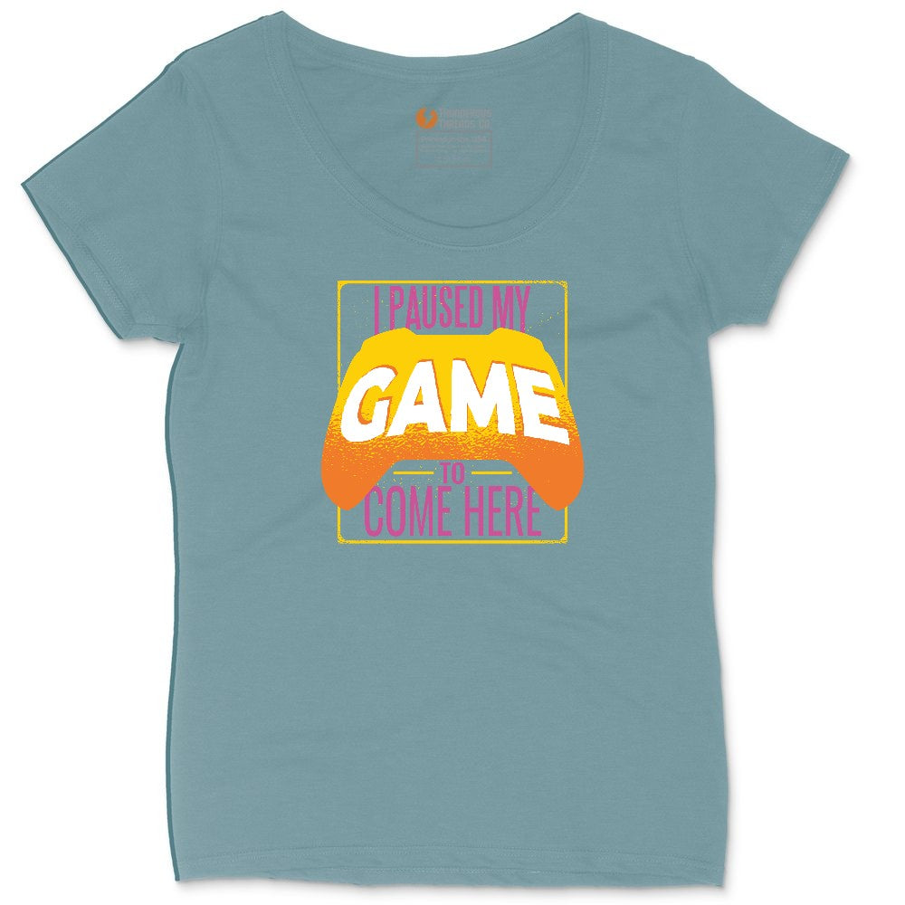 I Paused My Game to Come Here - Mens & Ladies T-Shirt Ladies Curvy Tee - Surf Blackout