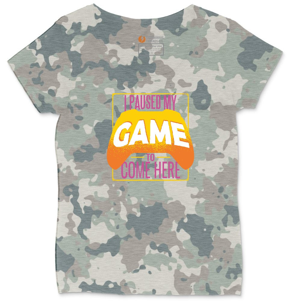 I Paused My Game to Come Here - Mens & Ladies T-Shirt Ladies Curvy Tee - Vintage Camo