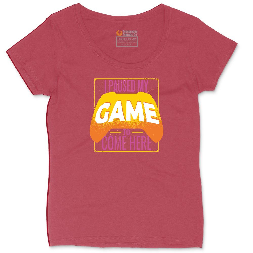 I Paused My Game to Come Here - Mens & Ladies T-Shirt Ladies Curvy Tee - Vintage Red