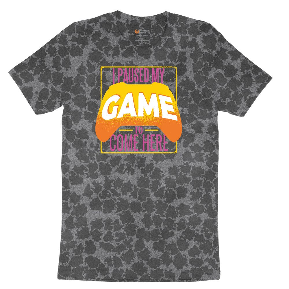 I Paused My Game to Come Here - Mens & Ladies T-Shirt Ladies Short Sleeve Tee - Black Leopard
