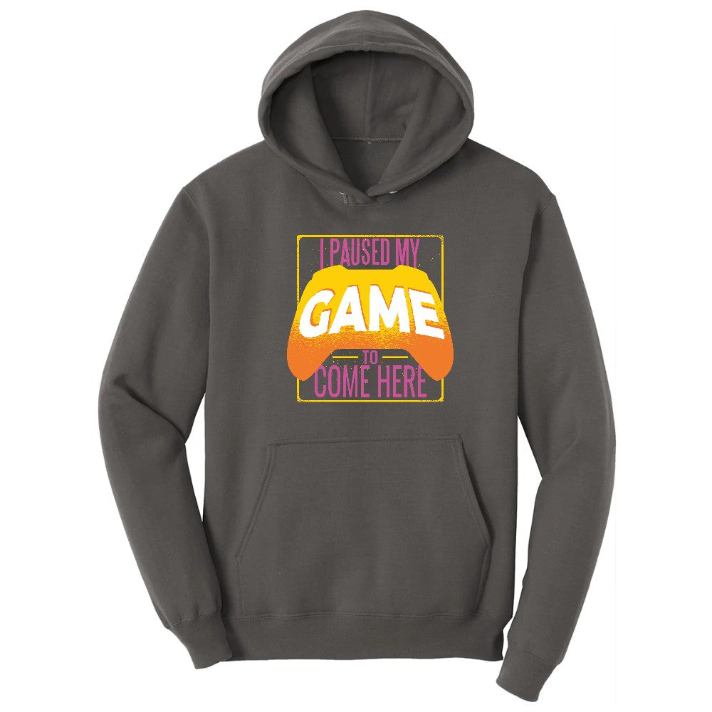 I Paused My Game to Come Here - Mens & Ladies T-Shirt Hoodie - Charcoal
