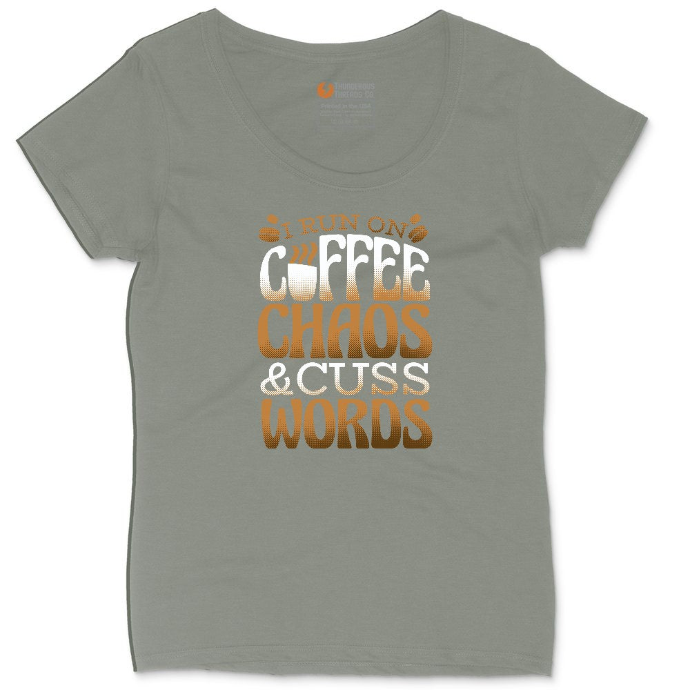 I Run on Coffee and Cuss Words Ladies Curvy Tee - Bamboo Blackout