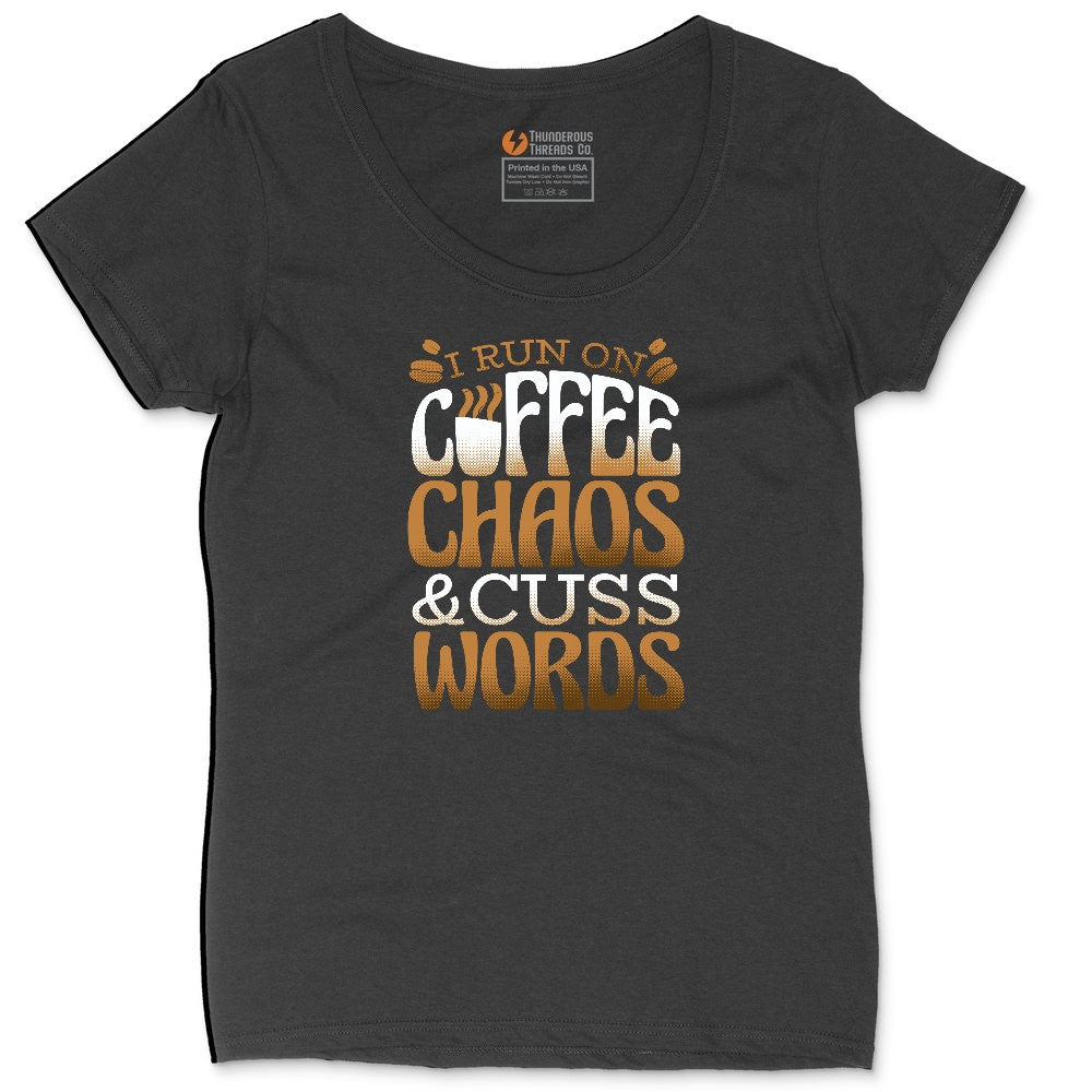 I Run on Coffee and Cuss Words Ladies Curvy Tee - Black